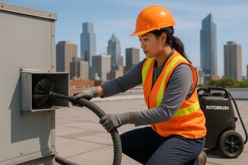 Professional air duct cleaning technician in Decatur